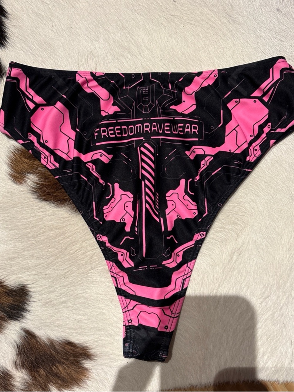 Freedom Rave Wear Women's Pink & Black High-Cut Bikini Bottom